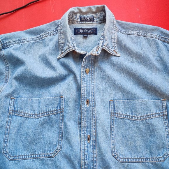 Bluenotes distressed denim jeans casual shirt men's size S - Picture 2 of 5
